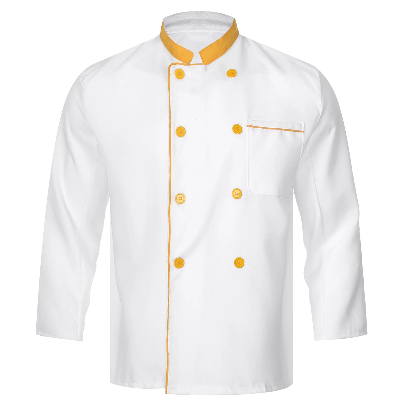 Mens Chef Jacket Long Sleeve Two-breasted Jacket Work Wear