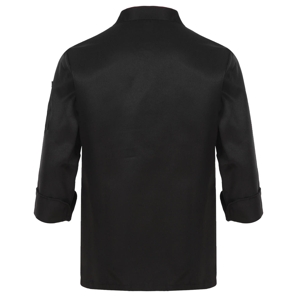 Unisex Double-Breasted Chef Coat Mens Food Service Trimming Cooks Jacket Womens Hotel Restaurant Canteen Kitchen Work Uniform