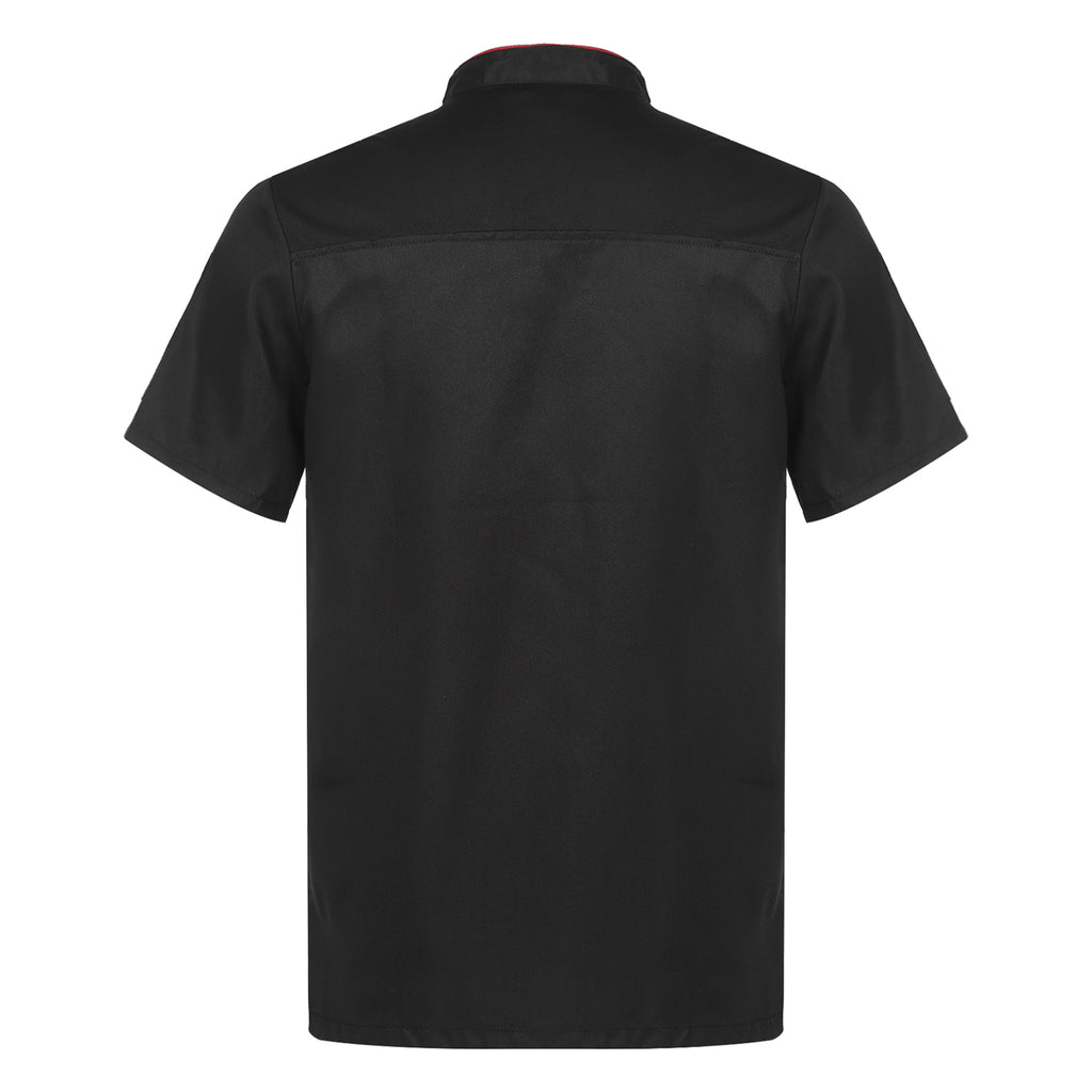 Unisex Double-Breasted Chef Coat Mens Food Service Trimming Cooks Jacket Womens Hotel Restaurant Canteen Kitchen Work Uniform