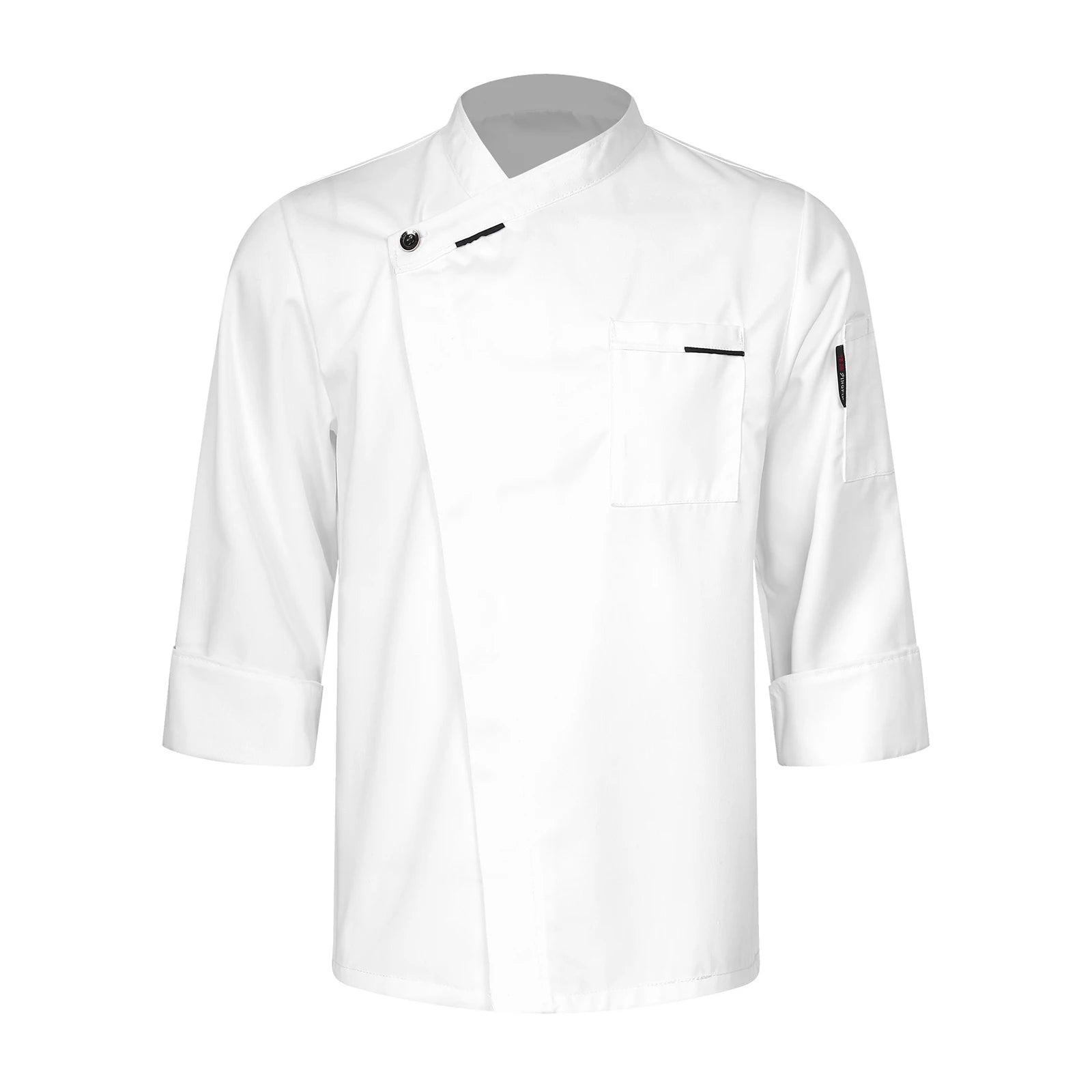 Mens Chef Shirt Work Uniform Cross-Over Collar