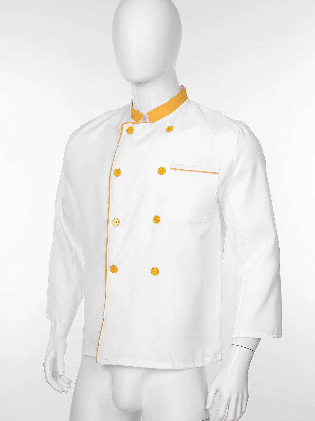 Mens Chef Jacket Long Sleeve Two-breasted Jacket Work Wear