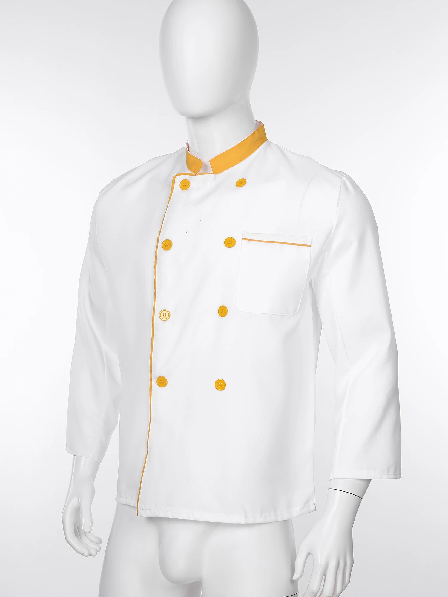 Mens Chef Jacket Long Sleeve Two-breasted Jacket Work Wear