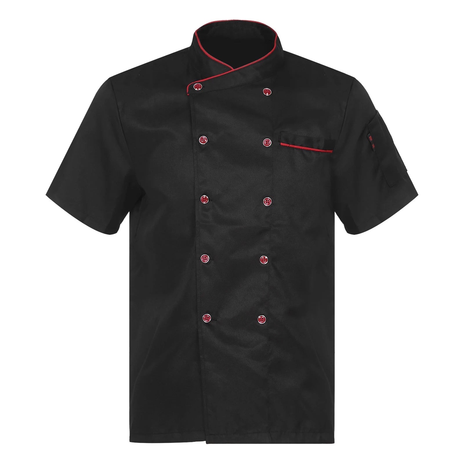 Unisex Double-Breasted Chef Coat Mens Food Service Trimming Cooks Jacket Womens Hotel Restaurant Canteen Kitchen Work Uniform