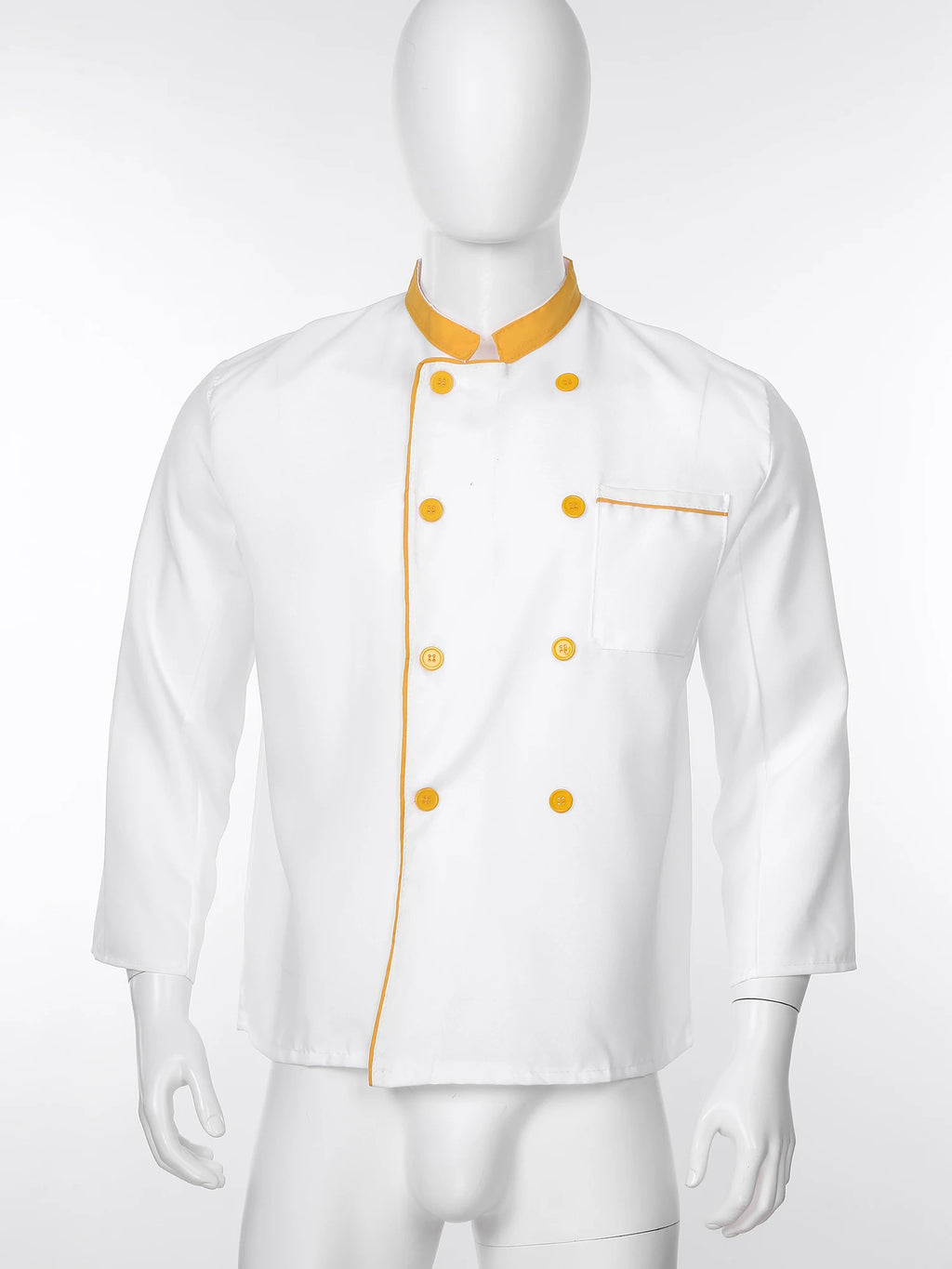 Mens Chef Jacket Long Sleeve Two-breasted Jacket Work Wear