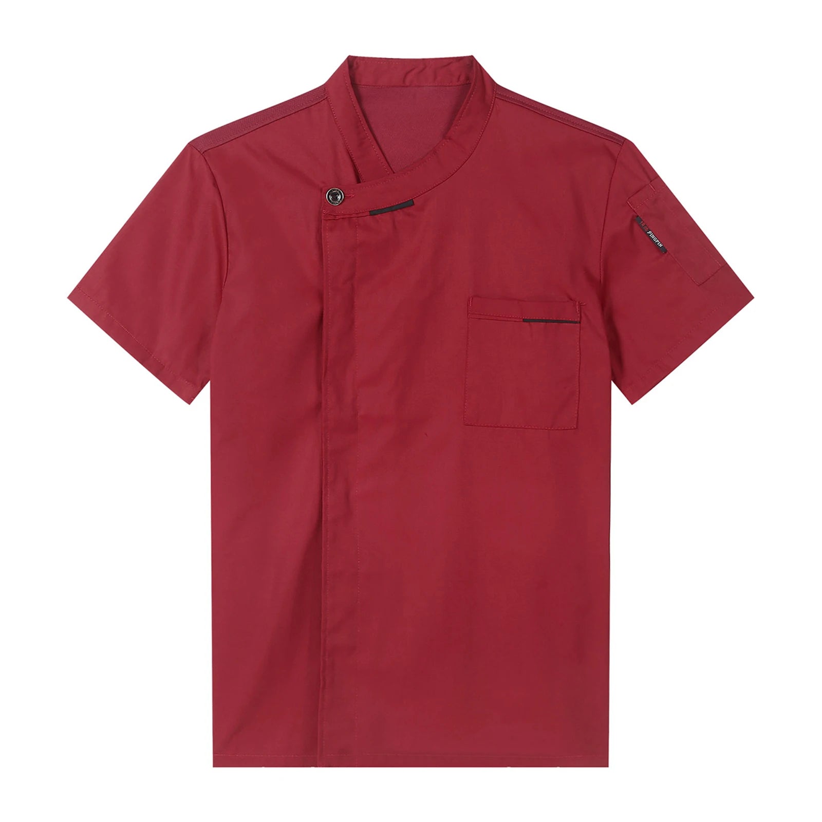 Mens Chef Shirt Work Uniform Cross-Over Collar Chef Coat Kitchen Restaurant Hotel Unisex Cooking Jacket with Pockets Chef Tops