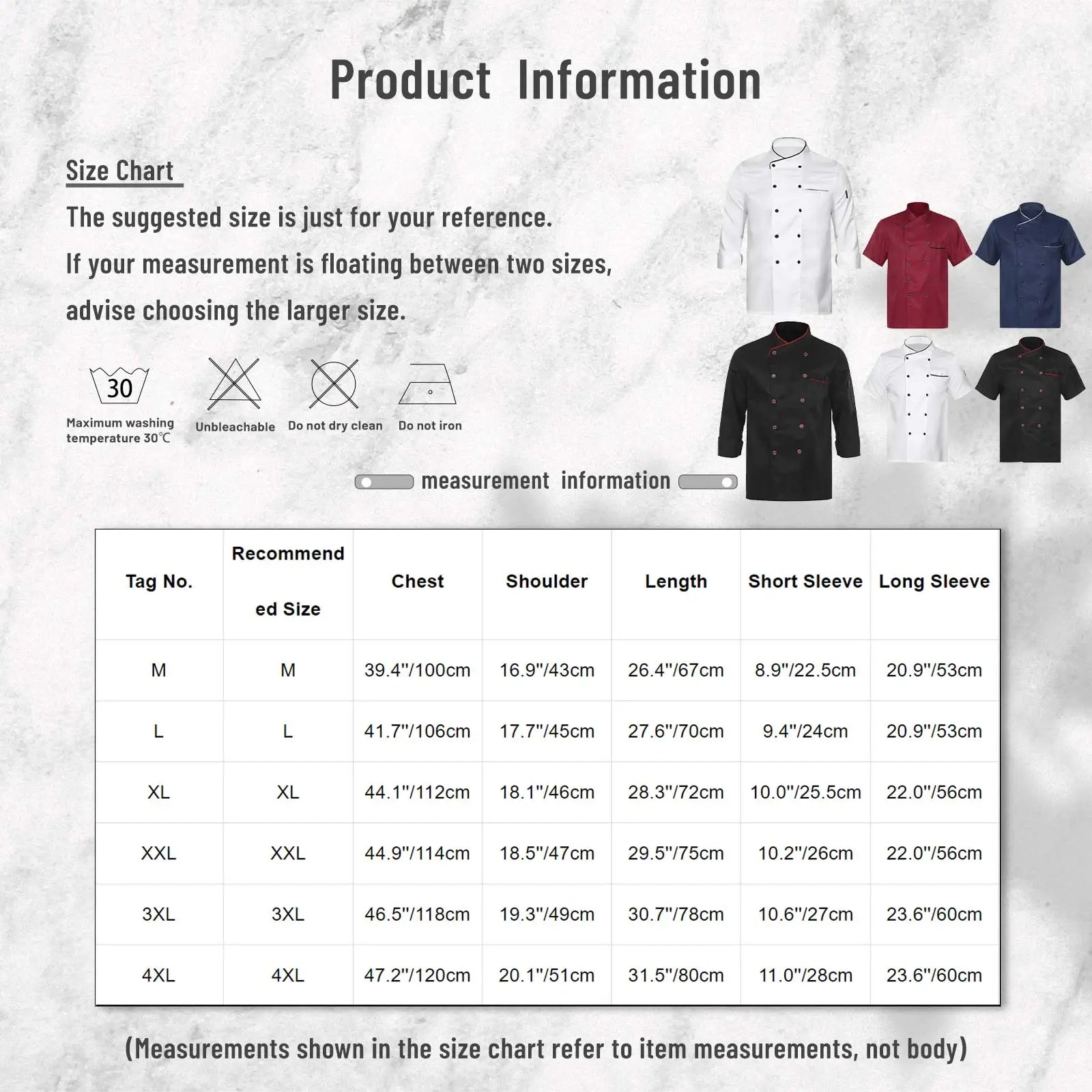 Unisex Double-Breasted Chef Coat Mens Food Service Trimming Cooks Jacket Womens Hotel Restaurant Canteen Kitchen Work Uniform