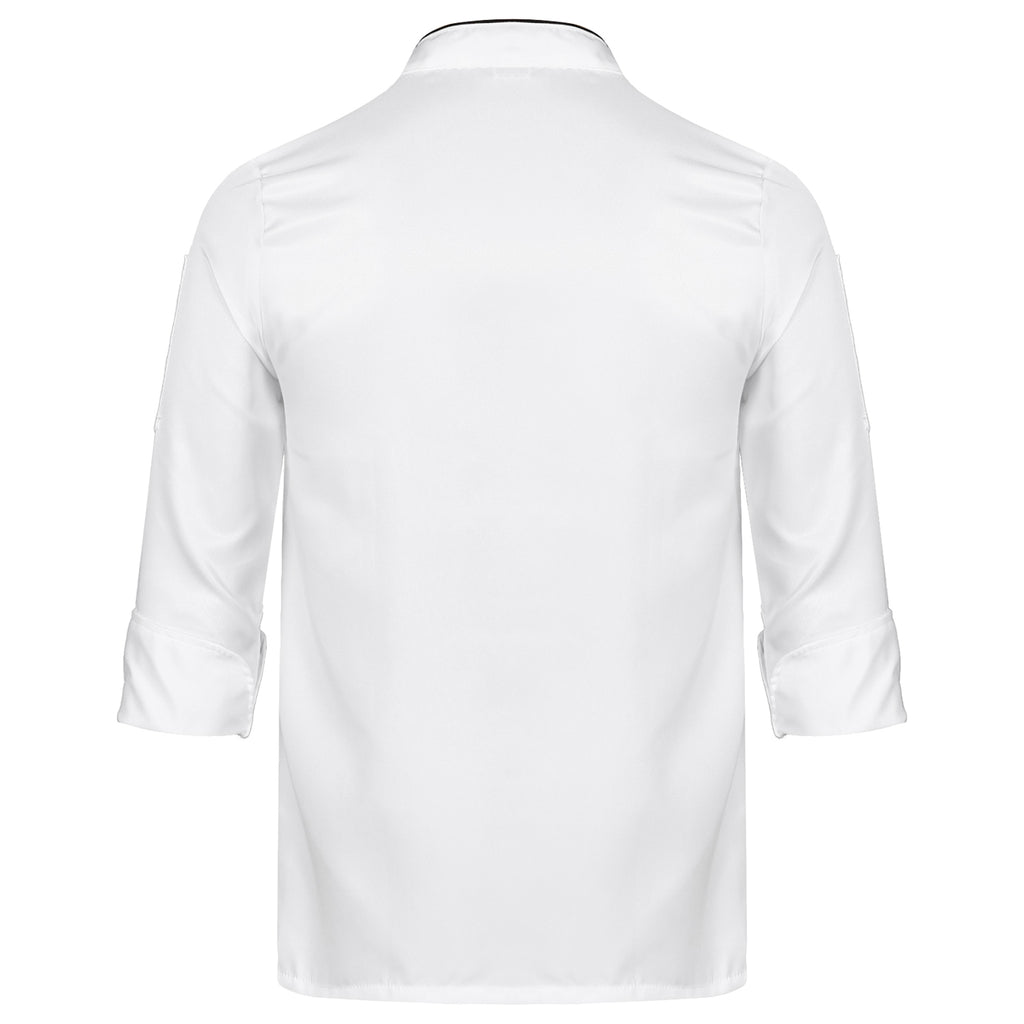 Unisex Double-Breasted Chef Coat Mens Food Service Trimming Cooks Jacket Womens Hotel Restaurant Canteen Kitchen Work Uniform