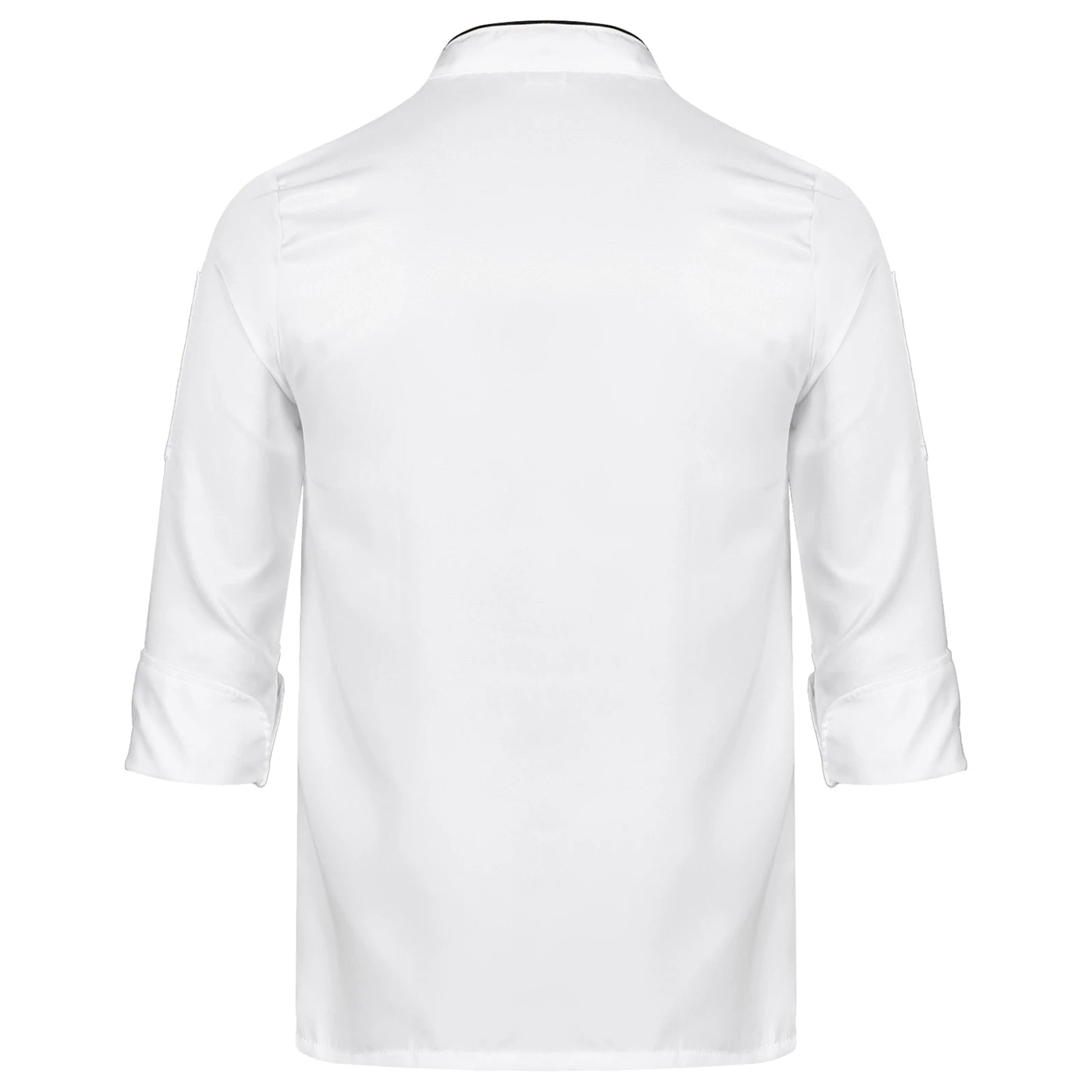 Unisex Double-Breasted Chef Coat Mens Food Service Trimming Cooks Jacket Womens Hotel Restaurant Canteen Kitchen Work Uniform
