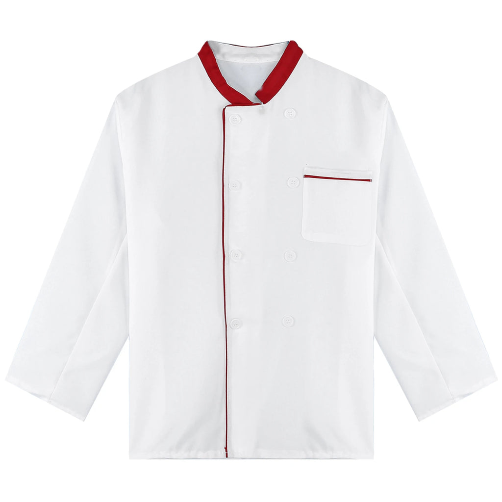 Mens Chef Jacket Long Sleeve Two-breasted Jacket Work Wear