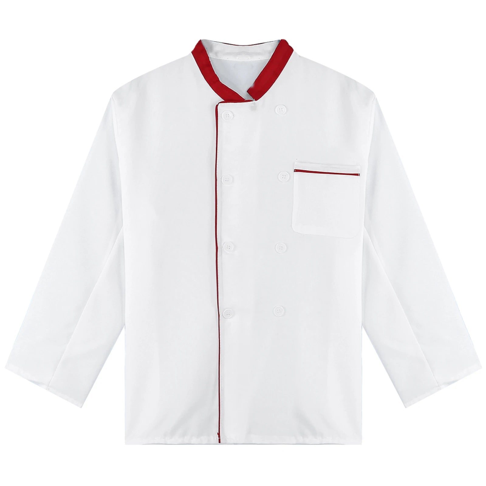 Mens Chef Jacket Long Sleeve Two-breasted Jacket Work Wear
