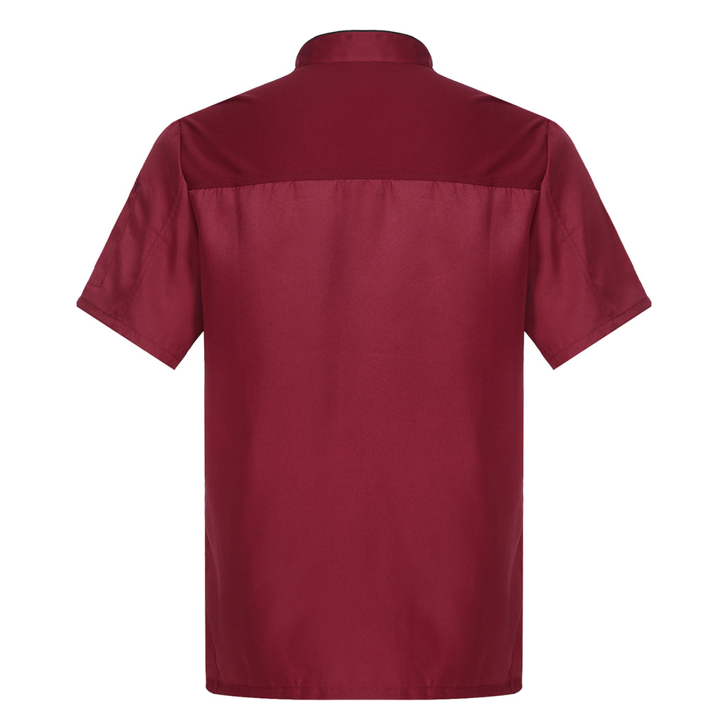 Unisex Double-Breasted Chef Coat Mens Food Service Trimming Cooks Jacket Womens Hotel Restaurant Canteen Kitchen Work Uniform