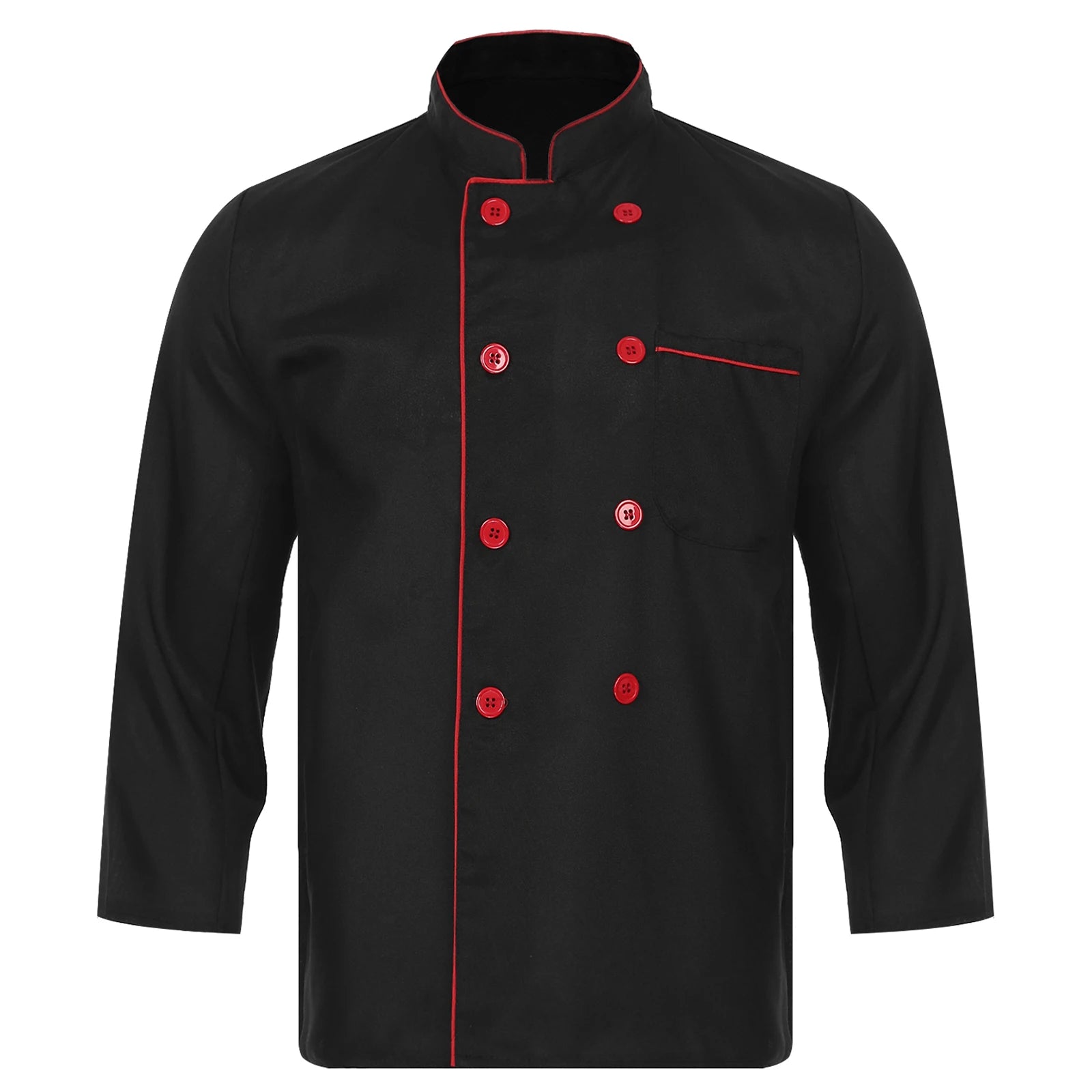 Mens Chef Jacket Long Sleeve Two-breasted Jacket Work Wear