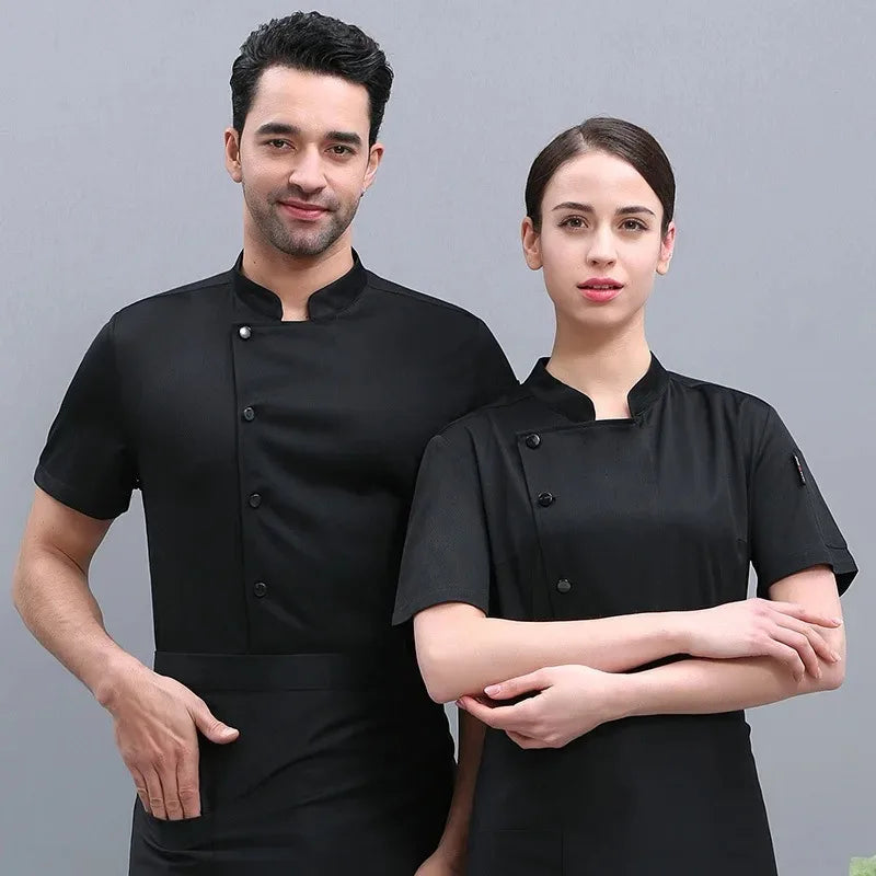 2025 Summer 360°Breathable Mesh Chef Jacket Men Women Short Sleeve Cooking Shirt Cool Work Tops Food Service Kitchen Outfit