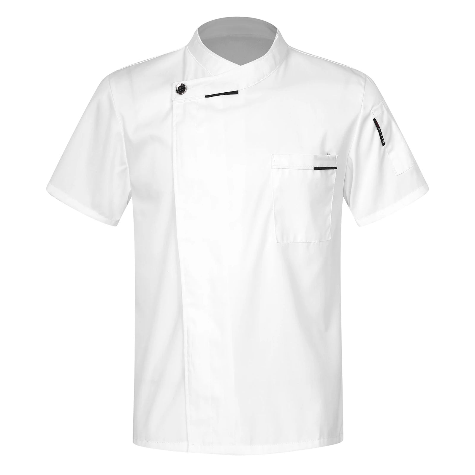 Mens Chef Shirt Work Uniform Cross-Over Collar