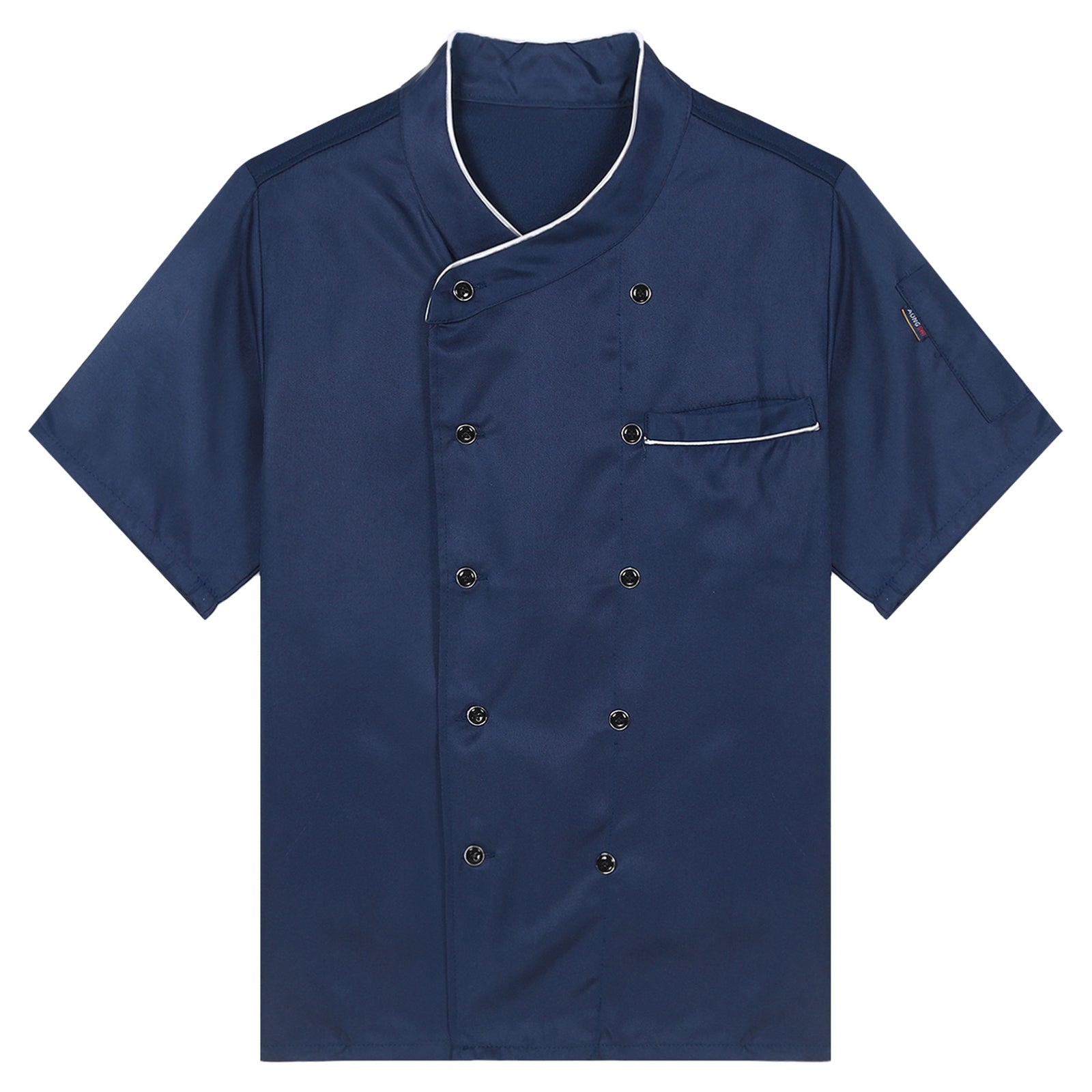 Unisex Double-Breasted Chef Coat Mens Food Service Trimming Cooks Jacket Womens Hotel Restaurant Canteen Kitchen Work Uniform