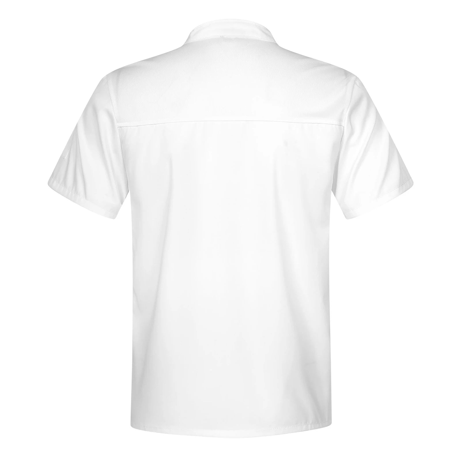 Mens Chef Shirt Work Uniform Cross-Over Collar Chef Coat Kitchen Restaurant Hotel Unisex Cooking Jacket with Pockets Chef Tops