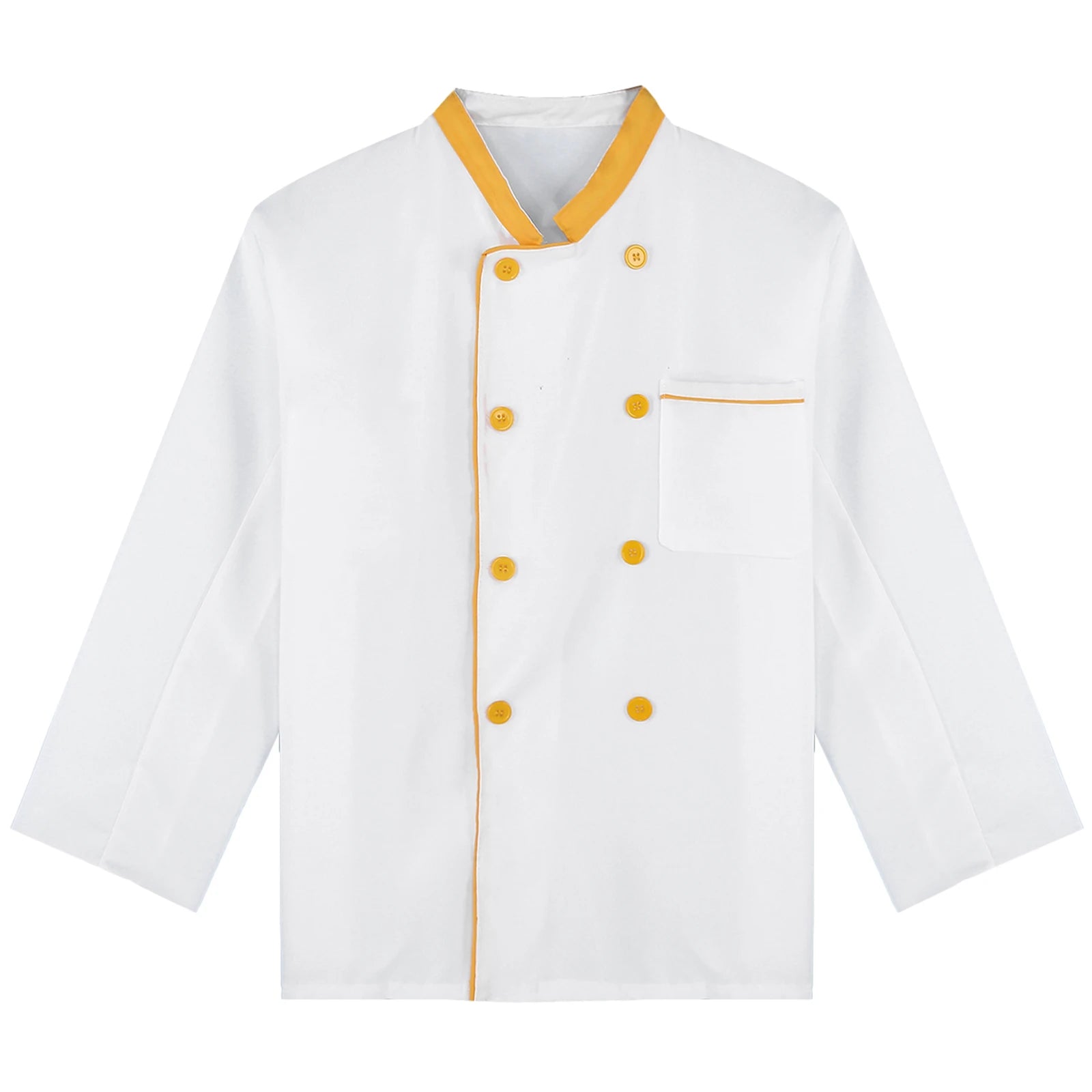 Mens Chef Jacket Long Sleeve Two-breasted Jacket Work Wear