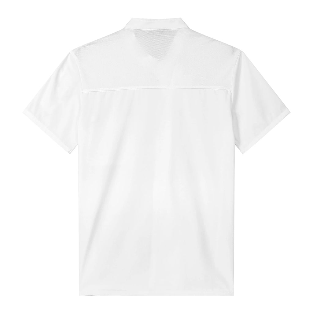 Mens Chef Shirt Work Uniform Cross-Over Collar Chef Coat Kitchen Restaurant Hotel Unisex Cooking Jacket with Pockets Chef Tops
