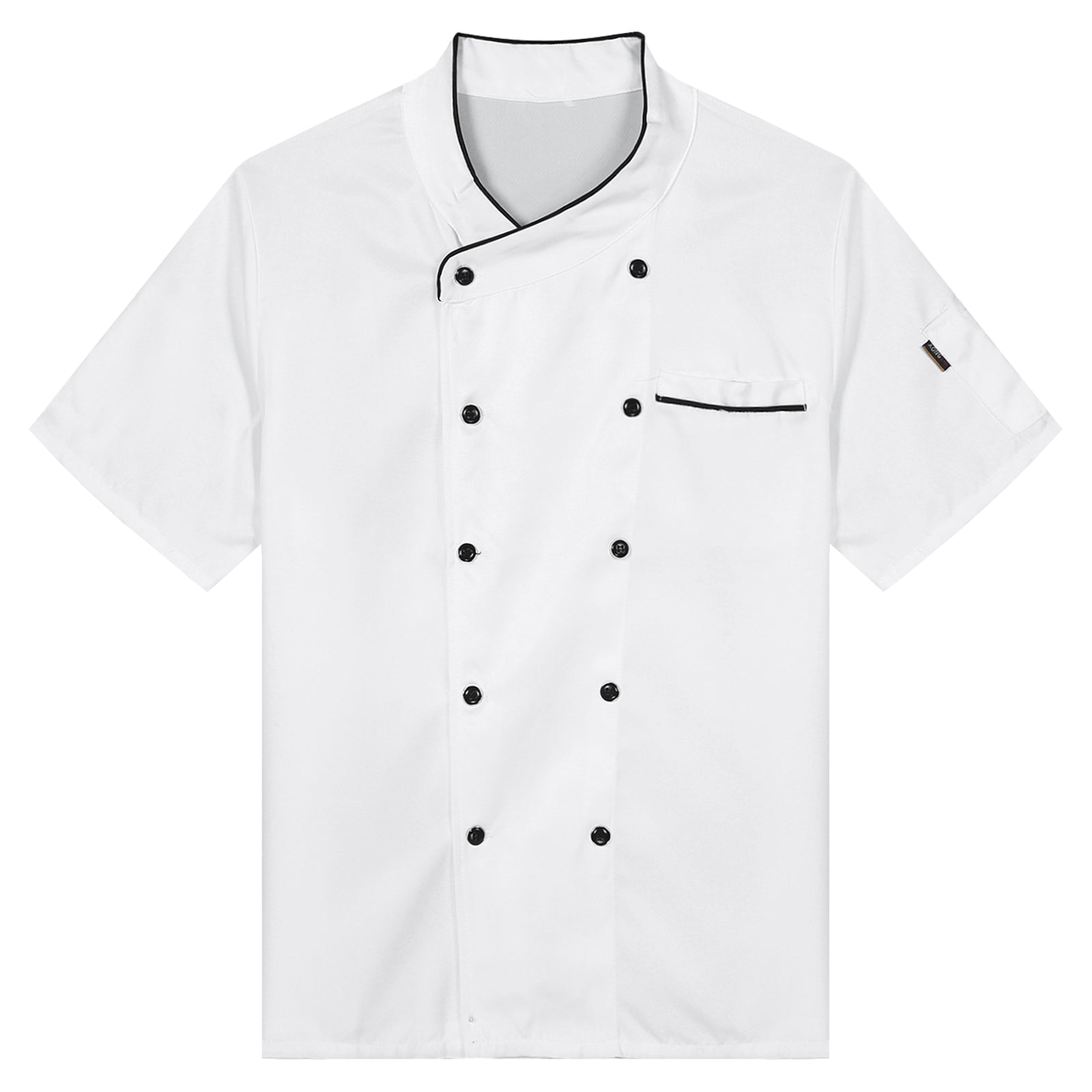 Unisex Double-Breasted Chef Coat Mens Food Service Trimming Cooks Jacket Womens Hotel Restaurant Canteen Kitchen Work Uniform