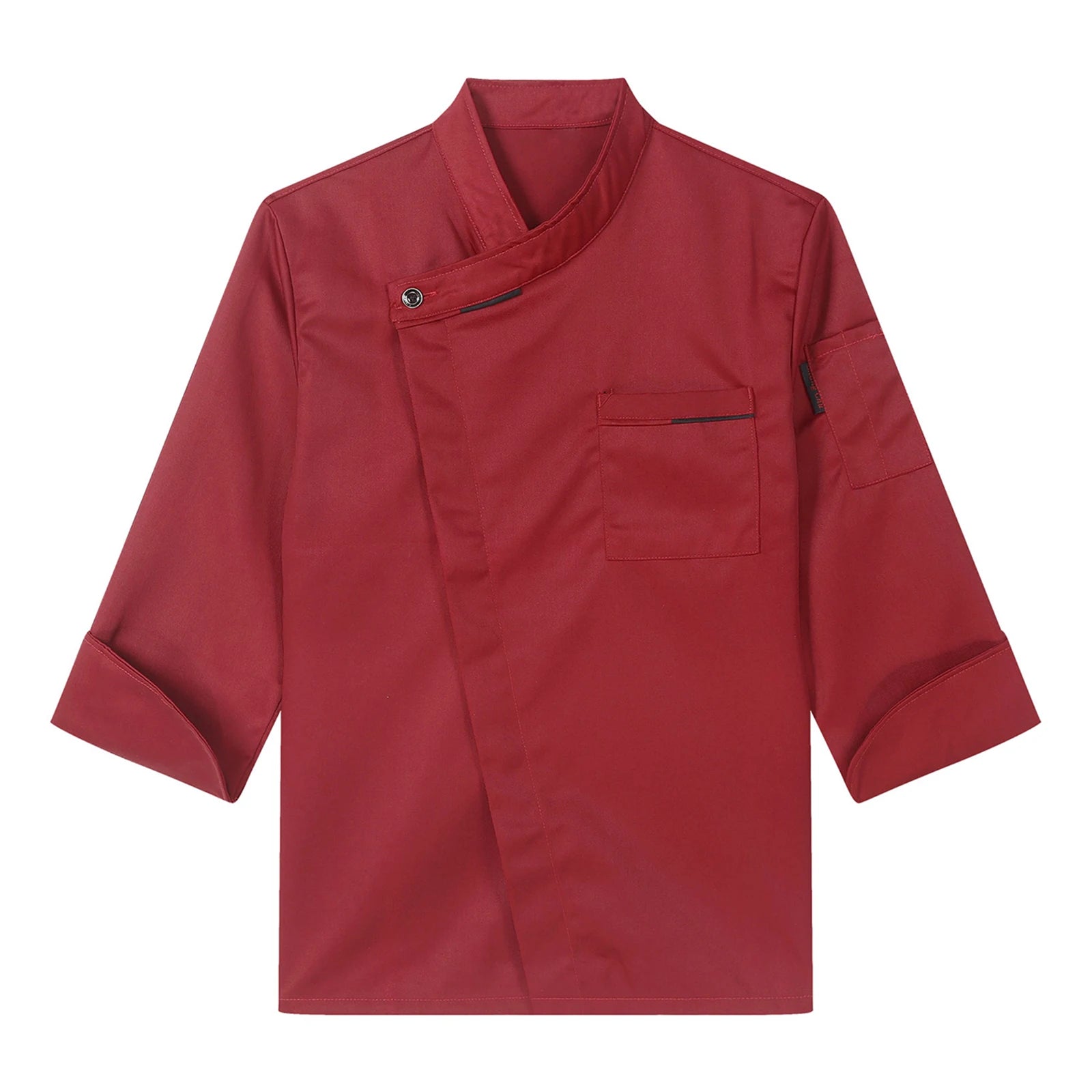Mens Chef Shirt Work Uniform Cross-Over Collar Chef Coat Kitchen Restaurant Hotel Unisex Cooking Jacket with Pockets Chef Tops