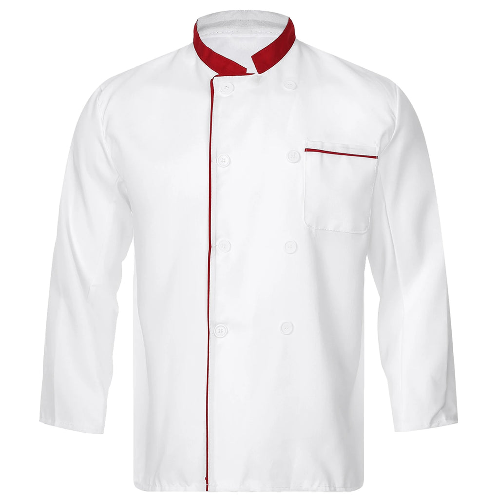Mens Chef Jacket Long Sleeve Two-breasted Jacket Work Wear