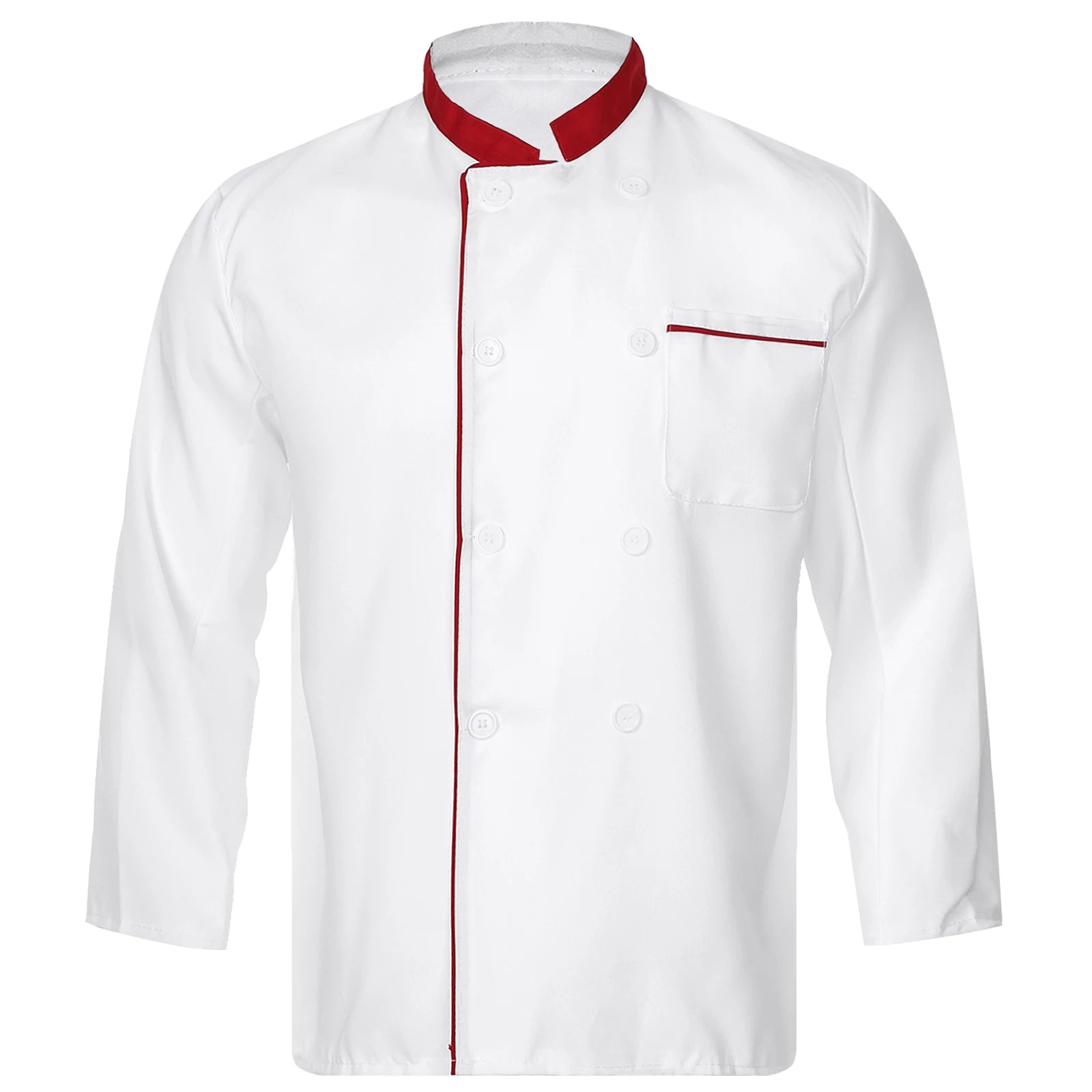 Mens Chef Jacket Long Sleeve Two-breasted Jacket Work Wear
