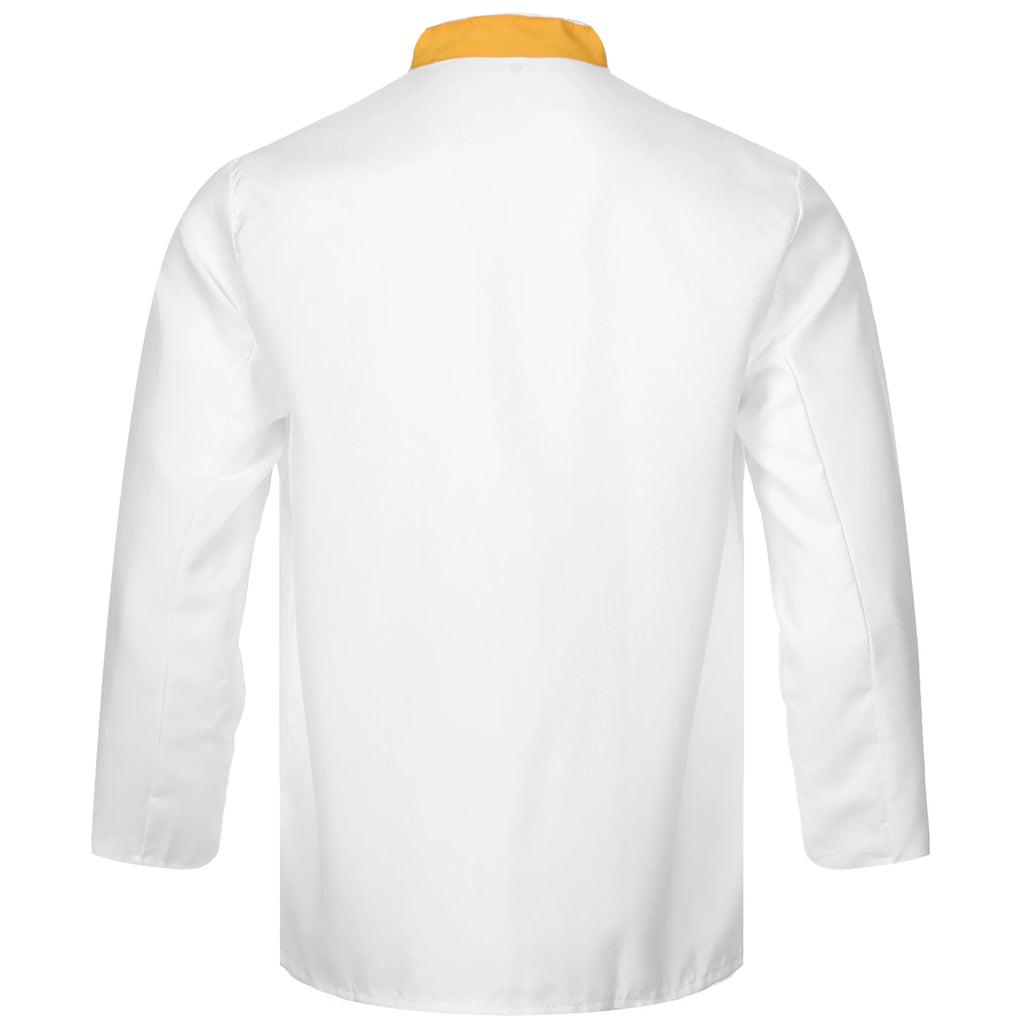Mens Chef Jacket Long Sleeve Two-breasted Jacket Work Wear