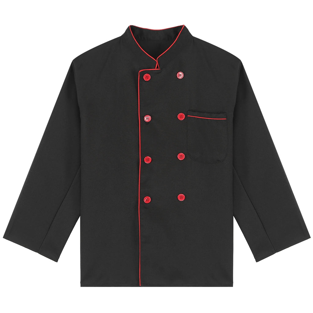 Mens Chef Jacket Long Sleeve Two-breasted Jacket Work Wear