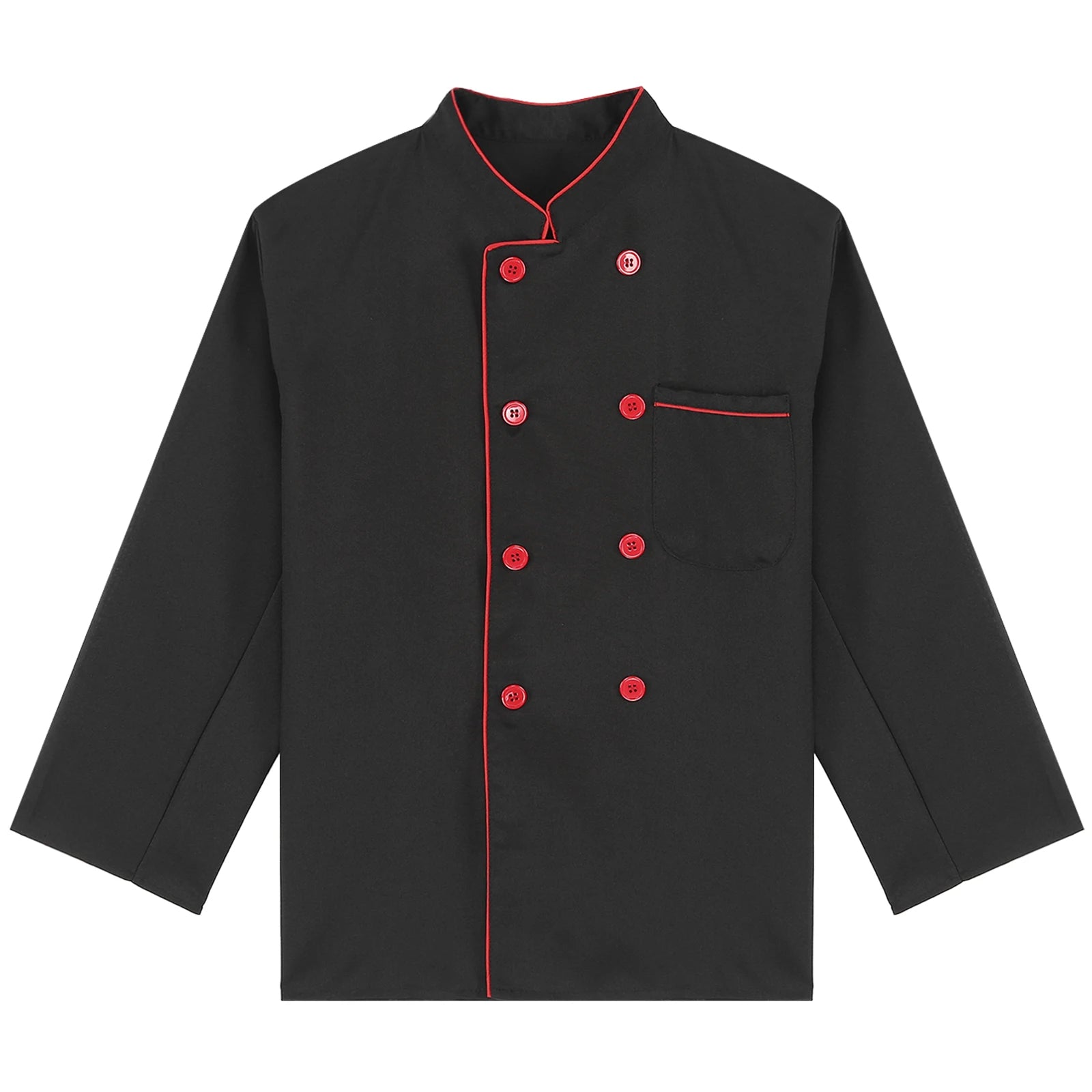 Mens Chef Jacket Long Sleeve Two-breasted Jacket Work Wear