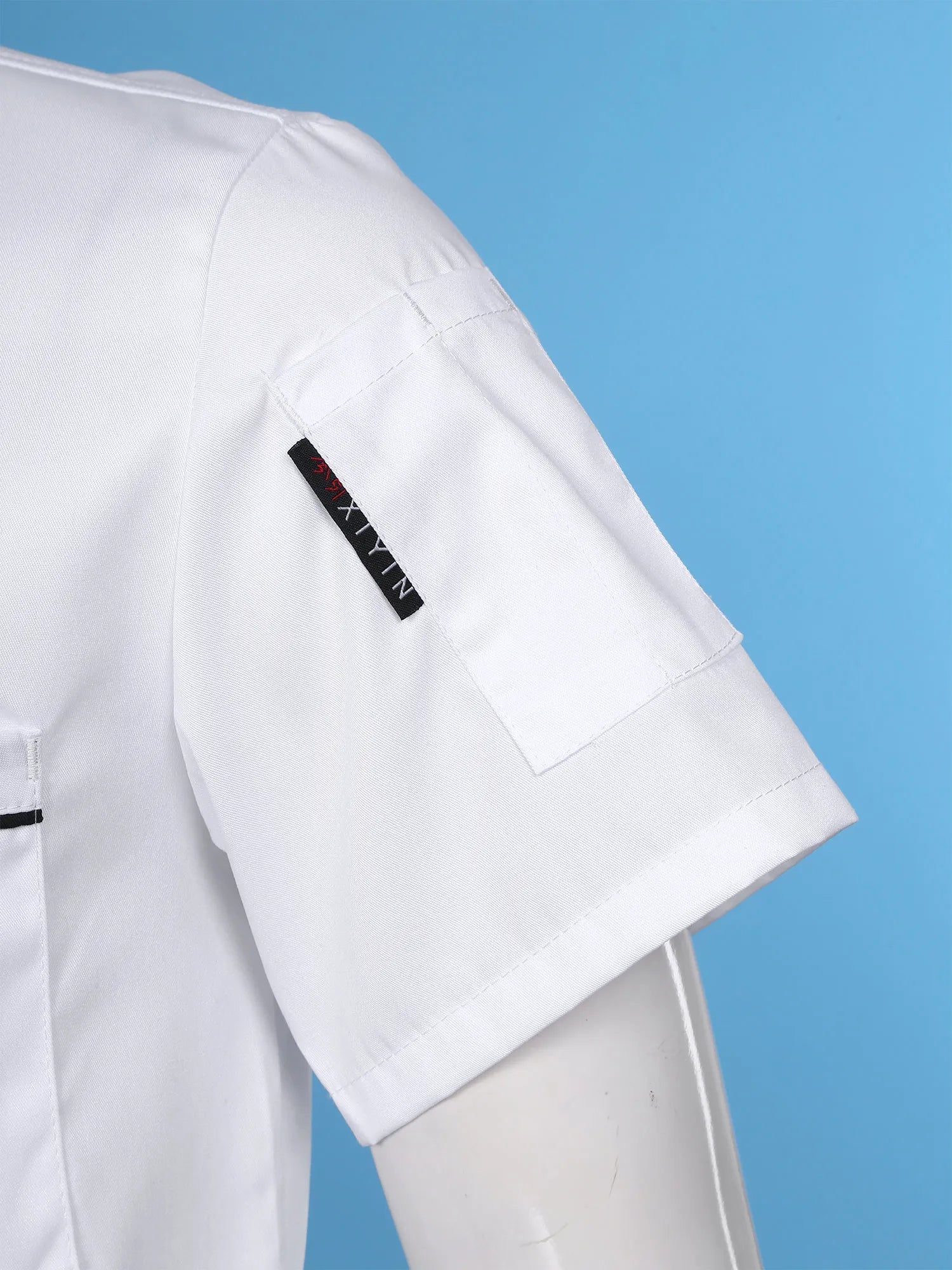 Mens Chef Shirt Work Uniform Cross-Over Collar Chef Coat Kitchen Restaurant Hotel Unisex Cooking Jacket with Pockets Chef Tops