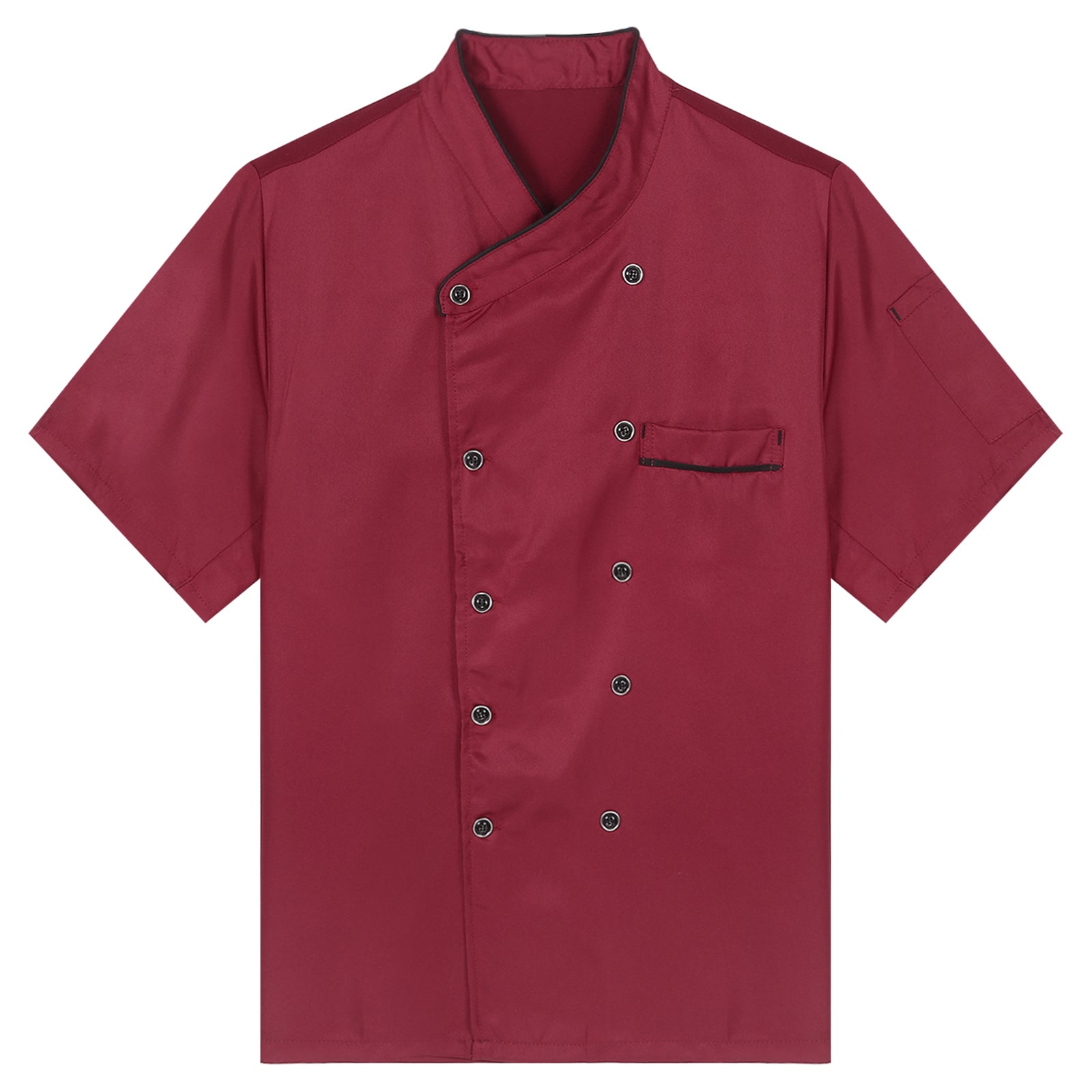 Unisex Double-Breasted Chef Coat Mens Food Service Trimming Cooks Jacket Womens Hotel Restaurant Canteen Kitchen Work Uniform