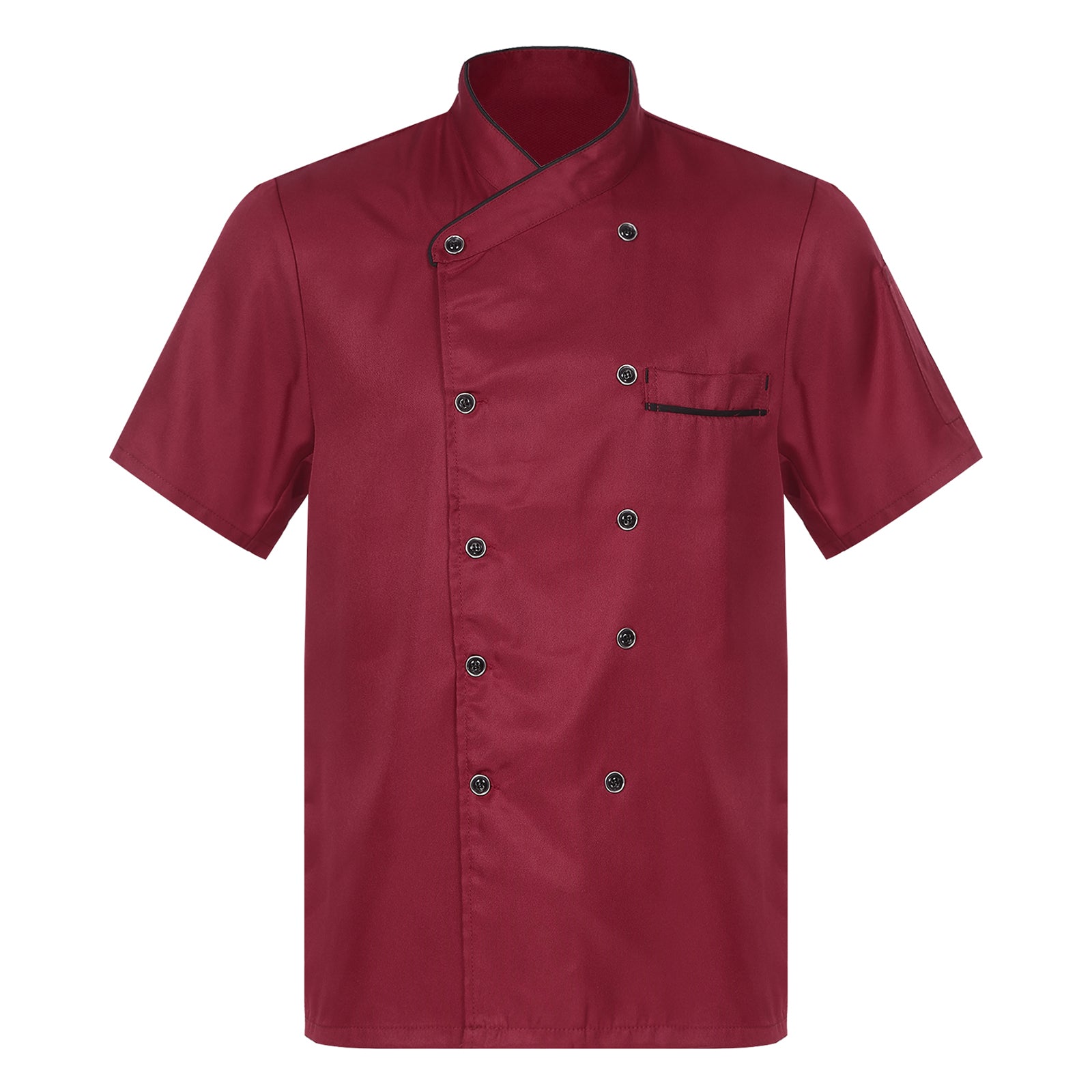 Unisex Double-Breasted Chef Coat Mens Food Service Trimming Cooks Jacket Womens Hotel Restaurant Canteen Kitchen Work Uniform
