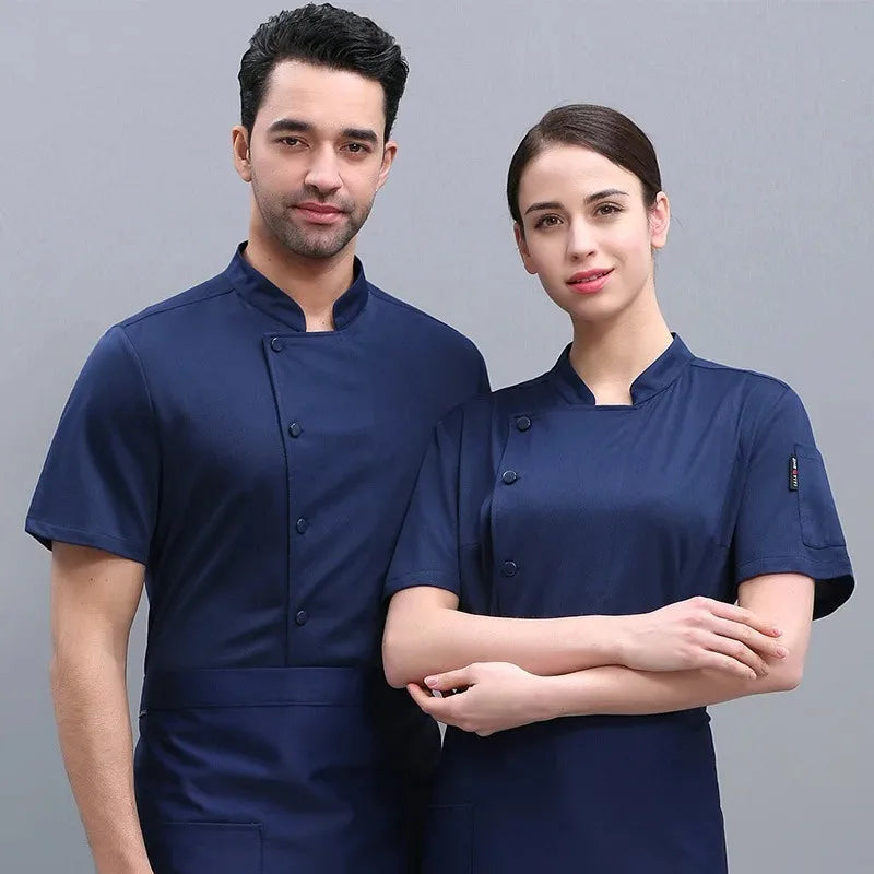 2025 Summer 360°Breathable Mesh Chef Jacket Men Women Short Sleeve Cooking Shirt Cool Work Tops Food Service Kitchen Outfit