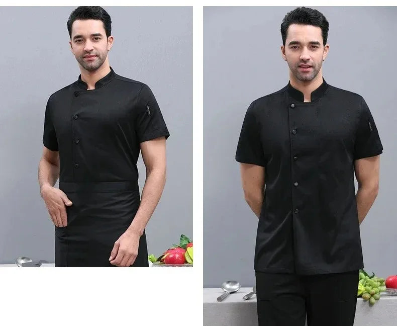 2025 Summer 360°Breathable Mesh Chef Jacket Men Women Short Sleeve Cooking Shirt Cool Work Tops Food Service Kitchen Outfit