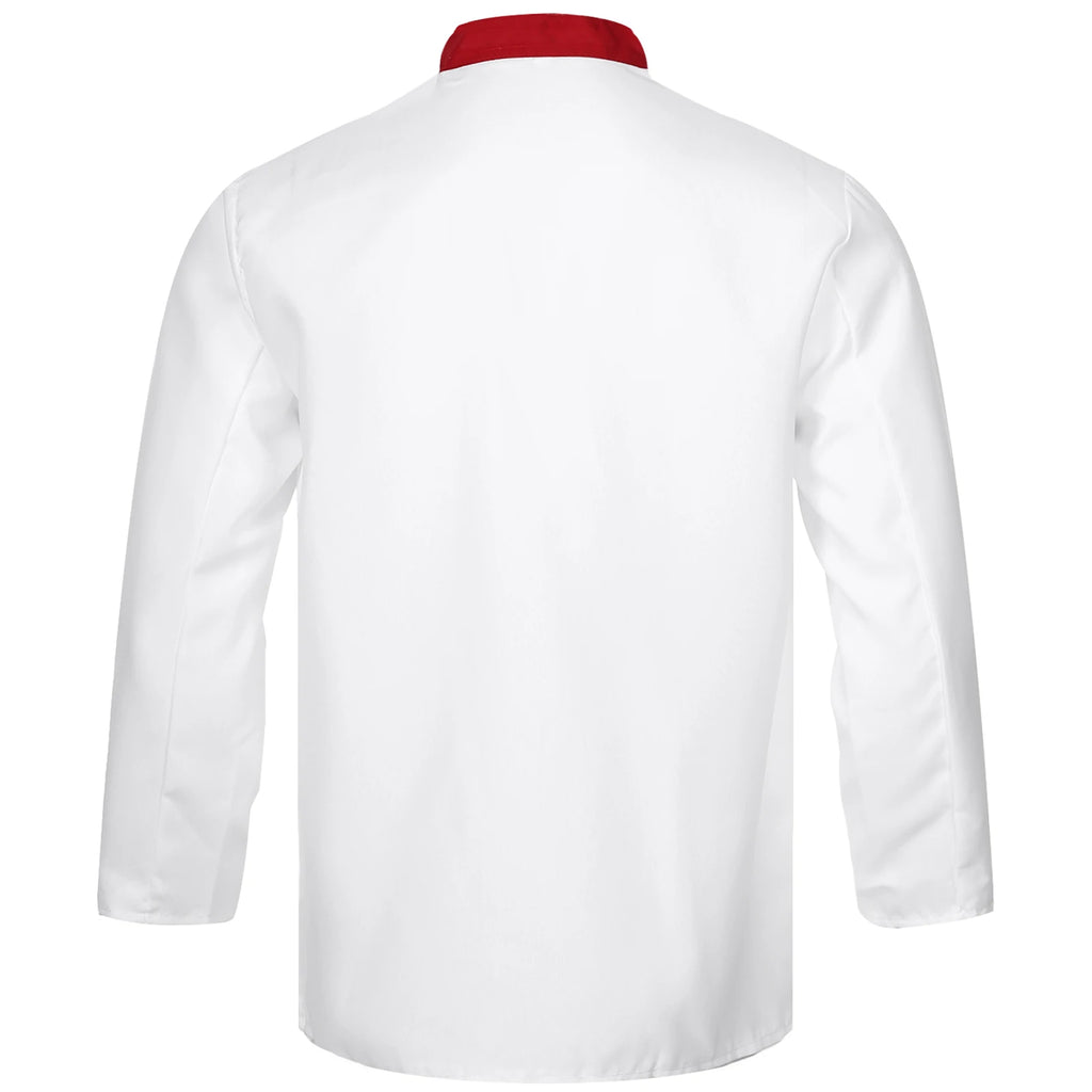 Mens Chef Jacket Long Sleeve Two-breasted Jacket Work Wear