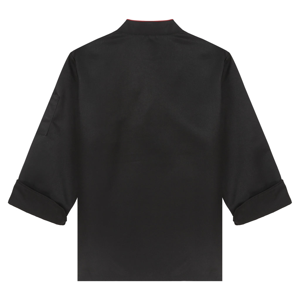 Unisex Double-Breasted Chef Coat Mens Food Service Trimming Cooks Jacket Womens Hotel Restaurant Canteen Kitchen Work Uniform